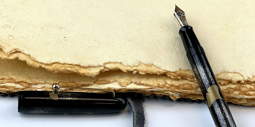 Namiki 2022 Limited Edition Yukari Ginkgo Fountain Pens namiki_yukari_2022_limited_edition_ginkgo_fountain_pen_on_handmade_paper
