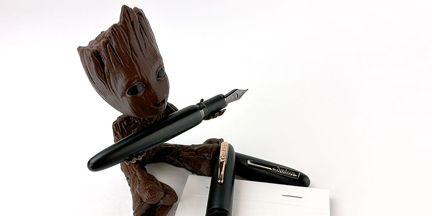 conklin_all_american_limited_edition_matte_black_fountain_pens_with_Groot_pen_holder