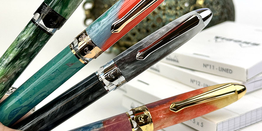 nahvalur_horizon_fountain_pens_may_2023_release_resins_and_center_rings