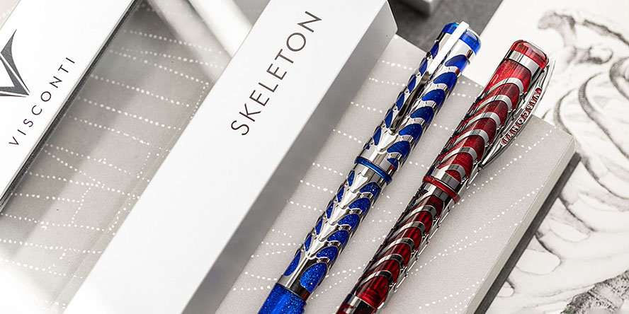 visconti_2023_skeleton_fountain_pen_limited_edition_2_pens_with_skeleton_sketch