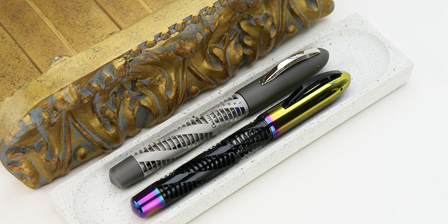 conklin_nozac_futura_125th_anniversary_shiny_rainbow_and_titanium_stealth_pens