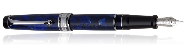 Blue / Chrome Aurora Optima Auroloide Collection Fountain Pens