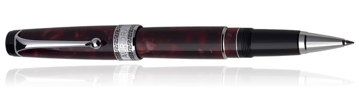 Aurora Optima Auroloide Collection Rollerball Pens in Burgundy / Chrome