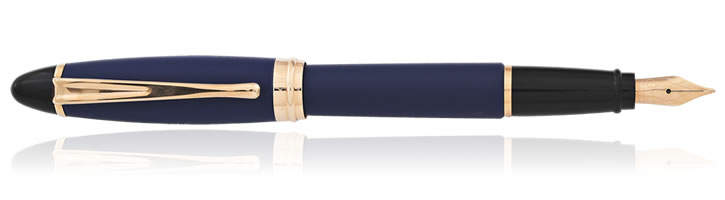 Aurora Ipsilon Satin Collection Fountain Pens in Blue Rose Gold