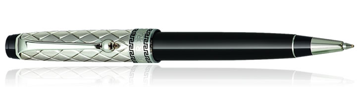 Black / Sterling Silver Cap Aurora Optima Riflessi Collection Ballpoint Pens