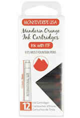 Mandarin Orange Monteverde International Standard Size Cartridge(12pk) Fountain Pen Ink