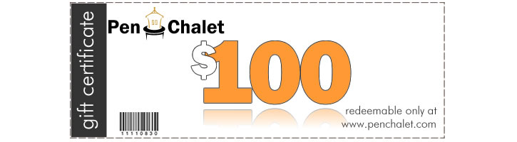 Pen Chalet "Pen Cash" Gift Certificate Fountain Pens in $100