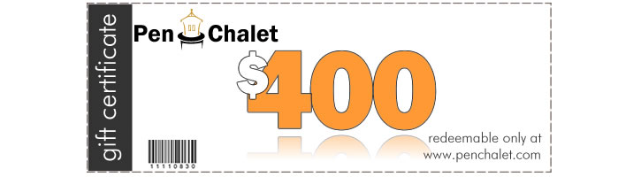 Pen Chalet "Pen Cash" Gift Certificate Fountain Pens in $400