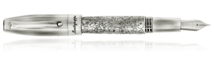 Montegrappa Fortuna Fountain Pens in Silver Skull