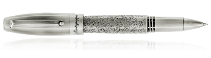 Montegrappa Fortuna Rollerball Pens in Silver Skull