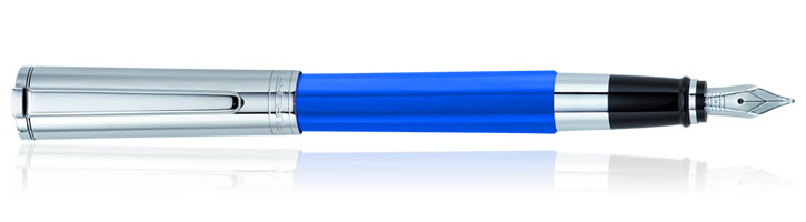 Aurora Tu Fountain Pens in Blue Resin / Chrome Cap