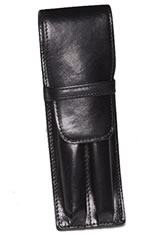 Black Aston Leather Double Pen Carrying Cases