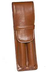 Aston Leather Double Pen Carrying Cases in Tan