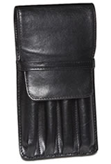 Black Aston Leather Four Pen Carrying Cases