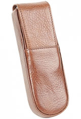 Aston Leather 2 Pen Box Pen Carrying Cases in Cognac
