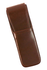 Aston Leather 2 Pen Box Pen Carrying Cases in Rounded Cognac