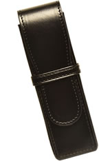 Squared Black Aston Leather 2 Pen Box Pen Carrying Cases