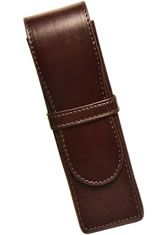 Aston Leather 2 Pen Box Pen Carrying Cases in Squared Brown