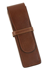 Aston Leather 2 Pen Box Pen Carrying Cases in Squared Cognac