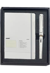Lamy Gift Set Notebook & Safari Fountain Pens in White - A5