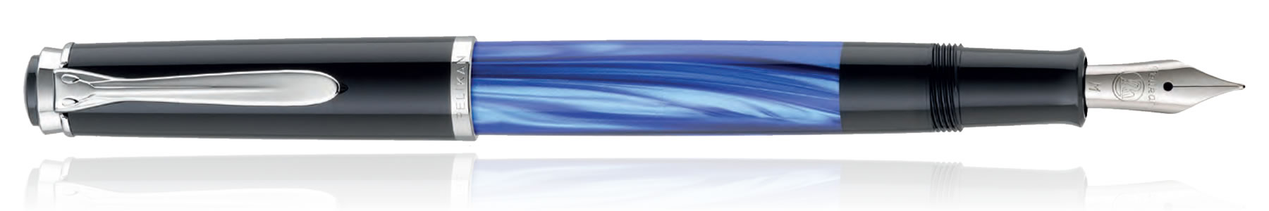 historic Ink Pelikan Classic M205 Piston Fountain Pen blue-marbled Nib B 