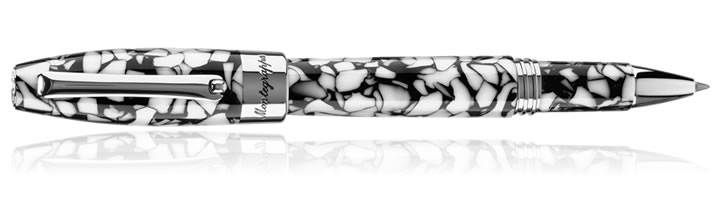 Montegrappa Fortuna Mosaico Rollerball Pens in Rome Steel & White