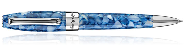 Montegrappa Fortuna Mosaico Ballpoint Pens in Marrakech Steel & Blue