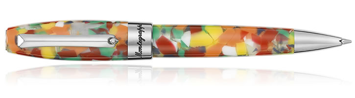 Montegrappa Fortuna Mosaico Ballpoint Pens in Moscow Steel & Multi