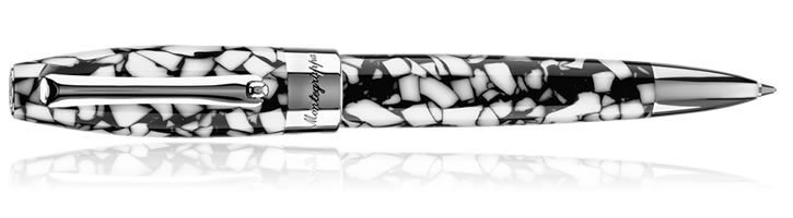 Montegrappa Fortuna Mosaico Ballpoint Pens in Rome Steel & White