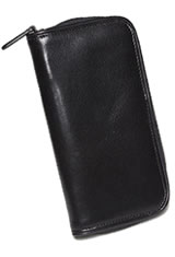 Aston Leather Zipper Two Pen Carrying Cases