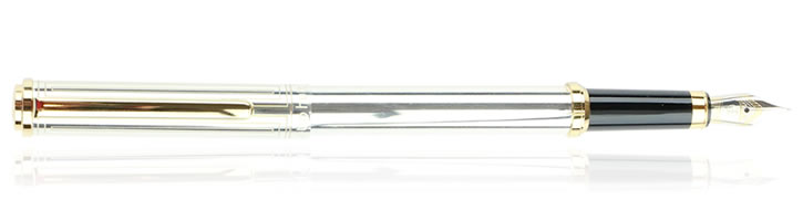 Otto Hutt Design 3 Fountain Pens in Geometric Rectangle Lined Sterling Silver Gold