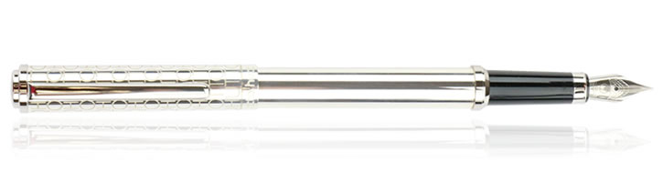 Otto Hutt Design 3 Fountain Pens in Monogram Pattern Sterling Silver