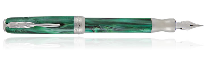 Pineider La Grande Bellezza Gemstone Fountain Pens in Malachite Green