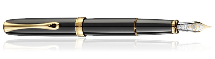 Black Lacquer Gold Diplomat Excellence A2 Fountain Pens