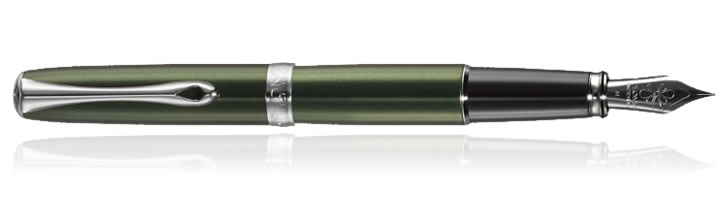 Diplomat Excellence A2 Fountain Pens in Evergreen Chrome