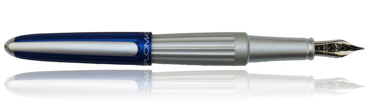 Blue Silver Diplomat Aero Fountain Pens