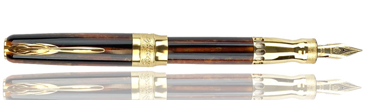 Pineider Arco Fountain Pens in Oak / Gold Trim