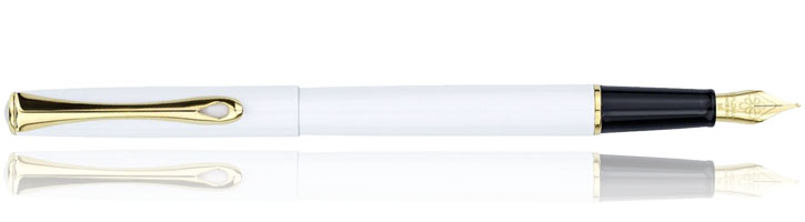 Diplomat Traveller Fountain Pens in Snow White / Gold
