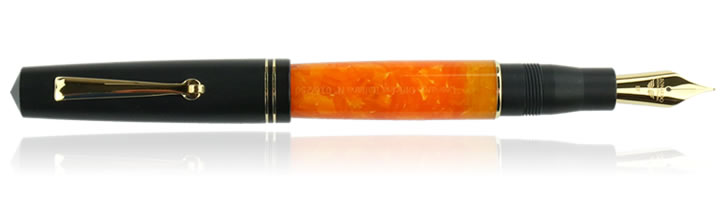 Leonardo Officina Italiana Exclusive Momento Zero Fountain Pens in Orange Black Matte Gold