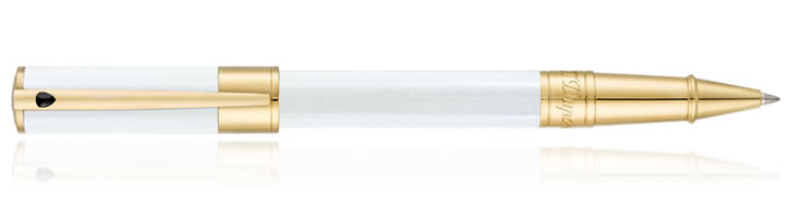 S.T. Dupont D-Inital Rollerball Pens in Pearly White Gold