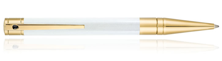 S.T. Dupont D-Initial Ballpoint Pens in Pearly White Gold