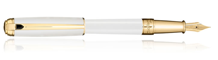 S.T. Dupont Line D Medium Fountain Pens in Pearl White Gold