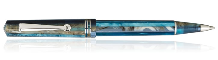 Leonardo Officina Italiana Momento Zero Ballpoint Pens in Blue Hawaii Rhodium