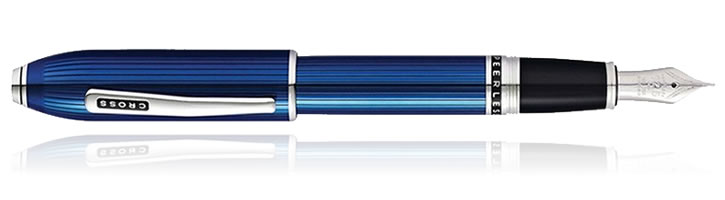 Cross Peerless 125 Fountain Pens in Quartz Blue Engraved Lacquer