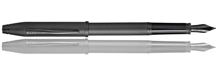 Cross Century II Fountain Pens in Black Microknurl / PVD Black