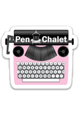 Typewriter Pink Pen Chalet Retro Sticker Swag