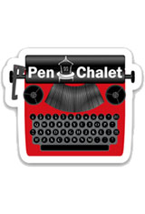 Typewriter Red Pen Chalet Retro Sticker Swag