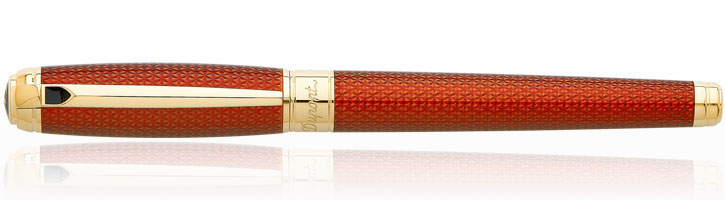 Amber S.T. Dupont Line D Firehead Guilloche Rollerball Pens