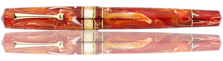 Leonardo Officina Italiana Momento Zero Grande Brooks Resin Fountain Pens in Warm Tones / Gold trim