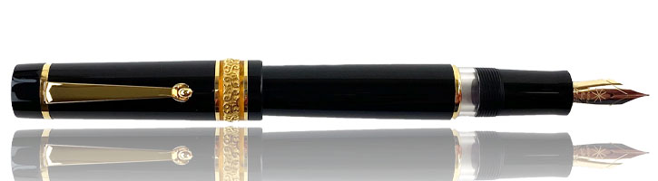 Oronero (Black, Orange Rings/ Gold trim) Maiora Mytho Grand K Fountain Pens